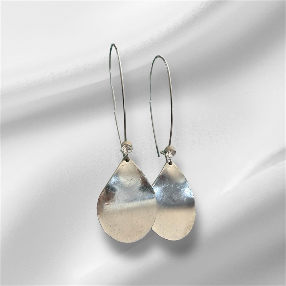 Sterling Teardrop Dangle Earrings - Silver